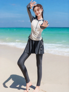 XTEP | Womens Full Coverage Long Sleeve Pants Two Piece Swimsuit Set