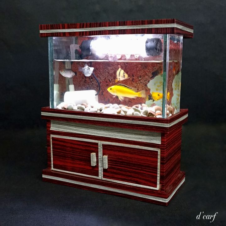 AQUARIUM FULLSET LAMPU LED, batu aquarium/pasir aquarium, Stiker