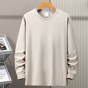 Áo Thun Nam Dài Tay Rộng Rãi Màu Trơn Thường Ngày Cổ Tròn Dài Vừa Phải Chất Liệu Khác Mùa Hè 2025