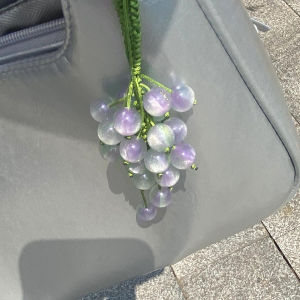 Handcrafted Color-Changing Grape Pendant Bag Charm Keychain Mobile Phone Accessory Creative Gift Decoration