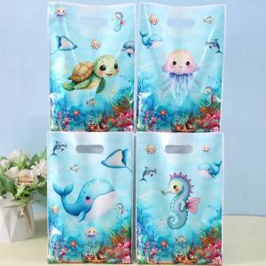 Bộ Túi Quà Tặng Chủ Đề Đại Dương - 10/20/50 Chiếc Túi Đựng Quà Họa Tiết Rùa & Cá Voi Dùng Cho Tiệc Sinh Nhật Dưới Đáy Biển Chất Liệu Nhựa Gấp Gọn