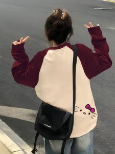 Hello Kitty Junior High School Student Pure Cotton Long Sleeves T-shirt Female Youth Spring and Autumn High School Bottoming Shirt Tops