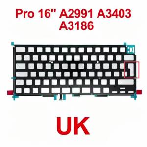 New Laptop Keyboard Backlight UK Big Enter key For MacBook Pro 16" A2991 A3403 A3186 Keyboard Backlit Sheet 2023 2023 Year