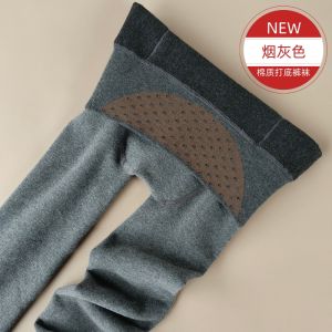 Cotton Fleece Lined Bootcut Pantyhose plus Size Elastic Warm Black Slimming Base Layer Trousers Autumn Winter Long Pants