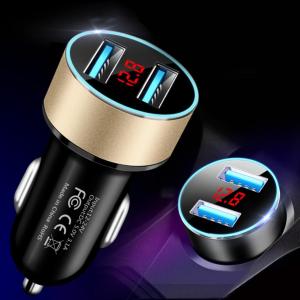 Car Charger Accessories Dual USB QC Adapter Lighter LED Voltmeter For All Types Of Mobile Cell Phones Quick Charge