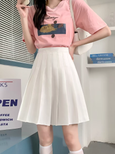 Elegant Black White Pleated Mini Skirt High Waist Slimming High Heels College Students Sports Half-length Skirts for Women