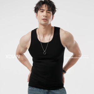 Warm Fleece Lined Slim Fit Mens Vest Autumn Winter Thickened Cotton Knitted Fashion Urban Style round Neck Pullover Top