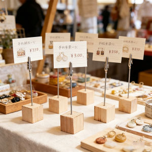1/5/10pcs Cube Base Memo Clip Holder with Alligator Clip Wood Table Number Holder Cube Base Place Card Stand Mini Photo Menu Sta