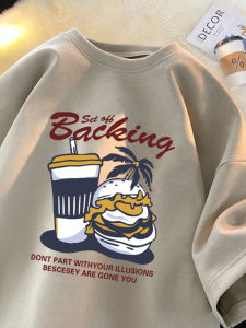 Retro Japanese Style Suede Short Sleeve T-Shirt Mens Summer New Loose Casual Top Breathable round Neck Plant Floral Print