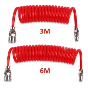 PU Spiral Air Hose High Pressure Pneumatic Tubing 3/6M Air Compressor Spring Pipe with JP Type Quick Connector Flexible Air Tool