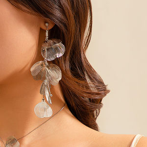 Salircon Gothic Creative Metal Wire Ginkgo Leaf Pendant Drop Earrings Fashion Punk Gold Color Earrings Womens Aesthetic Jewelry