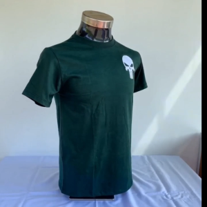 PUNISHER Embroidered T-Shirt in Black or Moss Green Fully Computerized Embroidered Best Quality 100% Cotton Export Quality