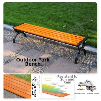 AYIJIE | Classic Cast Aluminum Bench with Wooden Seat Water-resistant and Sun-protection