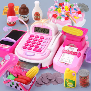 Childrens Simulation Cash Register Toy Playhouse Role Play Gift for Boys And Girls Aged 3 to 6 Plastic Material