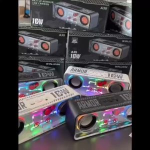 Transparent Mech Bluetooth Speaker Wireless Double Horn Subwoofer TWS Stereo Speaker with Colorful Light