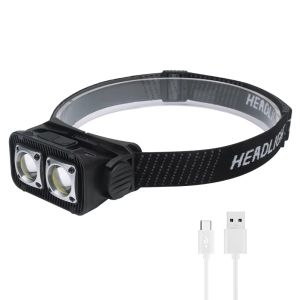BORUiT 500LM Dual COB LED Motion Sensor Headlamp Type-C Rechargeable 1200mAh Headlight Waterproof Outdoor Camping Head Torch