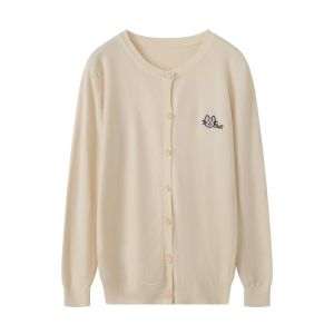 เสื้อคาร์ดิแกนถักแขนยาวทรงหลวมสไตล์เกาหลีสำหรับผู้หญิง ปักลาย คอตั้ง แขนยาว ปกติ แขนยาว ฤดูใบไม้ร่วง 2025