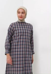 MFMW Marlowe Tunik Navy Motif Kotak