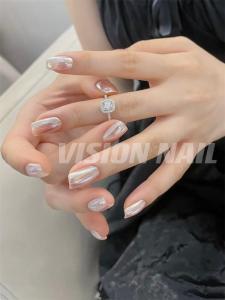 Vision Nail Aurora Short Nail Art Stickers Detachable Handmade Wearable False Nails Bright Color Square Shape for Any Skin Type