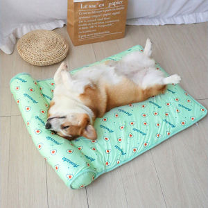 Pet Cooling Mat with Pillow Dog Bed Cat Pad Dog Crate Cushion Mat Pet Sleeping Mat Cat Cushion Summer 宠物垫 狗垫 猫垫