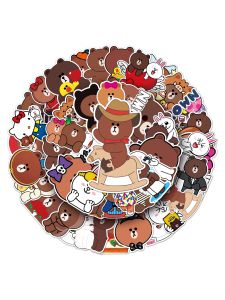 Brown Bear Sticker 104 แผ่นติดกระเป๋า โน้ตบุ๊ก เคสโทรศัพท์มือถือ ลายการ์ตูนสร้างสรรค์ ลายสก็อตตกแต่ง DIY