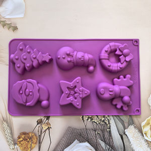 1pc 6-cavity Christmas shaped silicone mold used for DIY mousse cakes desserts pastries baking utensils