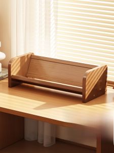 Economical Desktop Bookshelf Small Window Book Desk Simple Vertical Storage Rack Easy to Assemble Bamboo Material Desk Organizer