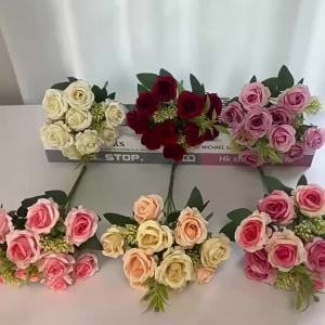 Artificial Silks Rose Flowers Scrapbooking Holiday Wedding Bouquets Household Products Vases Home Dining Table Decorations Gifts