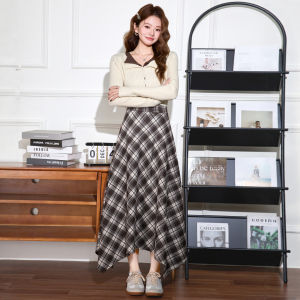 YAYANGREN | Irregular Plaid High Waist A-Line Skirt for Women