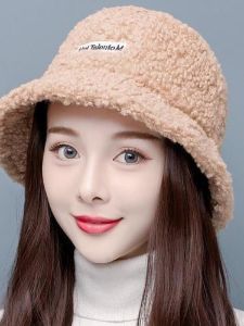 หมวกบล็อกหนาสำหรับผู้หญิงในฤดูหนาว หมวกตกปลาขนแกะ หมวกบล็อกทรงกว้างปิดกันแดด หมวกทรงสี่เหลี่ยมแบน ทรงลำลอง ฤดูใบไม้ร่วง/ฤดูหนาว