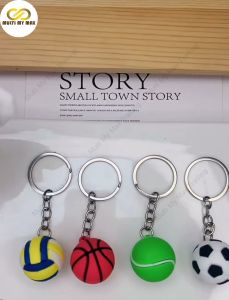 Simulation Basketball Football Tennis Rugby Keychain Pendants Sports Keychain Fans Souvenir Gift Present (Ready Stock)