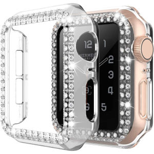 Protective Case for Apple Watch Case 9/8/7 41mm 45mm Bling Rhinestone Women Bumper Frame Cover iWatch Series 40mm 44mm 6/5/4 SE
