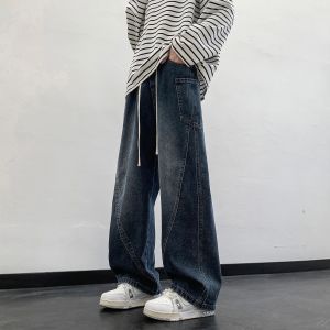Mens Casual Straight Leg Jeans Workwear Winter Trousers Youth Fashion Cotton Polyester Blend Breathable Comfortable Fit