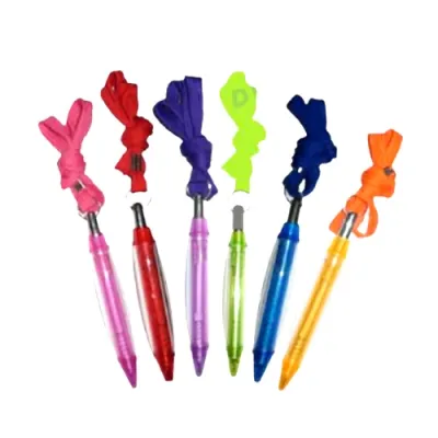 Pulpen Pena Cabe Plastik Promosi Insert Paper Dan Sticker Gantungan Tali Isi 10 pcs