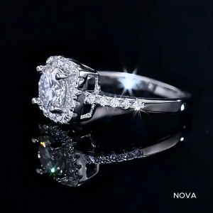 2CT Moissanite Engagement Ring for Women 18K Gold Plated S925 Silver with GRA Certificate