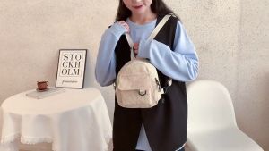 Backpack Mini Corduroy Tas Ransel Kekinian Lucu Kecil Bag Vintage Wanita Korean Aesthetic Style