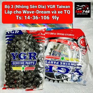 Bộ 3 Nhông sên dĩa YGR 14/36/106 Lắp cho Dream Wave và các dòng xe TQ khác
