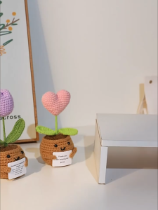 15cm Crochet Potted Flower Handmade Knitted Flower Desk Decor Gift for Women Birthday Valentine