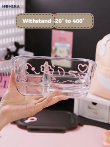 Homira Lovey Cloud Series Borosilicate Glass Food Container – Airtight Leakproof Lunch Box | 450ml–1100ml