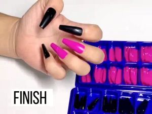【With Glue + Gift】100Pcs Fake Nails Acrylic Candy Color Longer False Nails COD