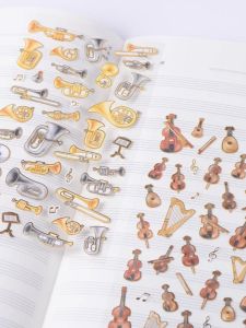 Nhãn Dán Bìa Tay Cầm Nhạc Hội Phong Cách Anh Quốc Cổ Điển Nhãn Dán Trang Trí pianoNhạc cụNhãn Dán Vàng Sấy Khô Quà Tặng