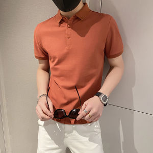 Summer Style Mens Slim Fit Polo Shirt Short Sleeve Turn-down Collar Half Sleeve T-shirt Trendy Versatile Cotton Blend Top