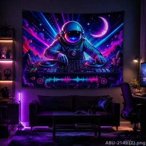 VIKAMA Fantasy Space Phi Hành Gia Tấm Thảm Huỳnh Quang Vũ Trụ Treo Tường Trang Trí Thẩm Mỹ Cho Phòng Ngủ Ký Túc Xá Phòng Thể Thao Điện Tử Polyester