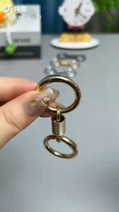 LHS Men KeyChain High Stretch Double Coil Key Ring Business Men Waist Buckles metal