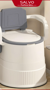 Salvo Portable Toilet Adults Elderly with Inner Bucket - Mobile Potty Chair with Lid  Armrest Pregnant Women Patients Camping Home Use