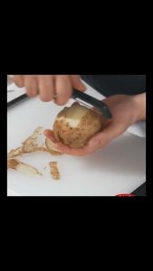 Calden Pengupas Satu Baris Stainless Steel Pengupas Gadget Dapur Tempat Peniti Bawang dari Baja Tahan Karat