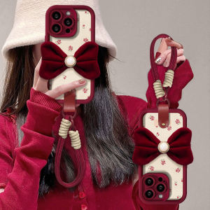 Velvet Butterfly Knot Phone Case for Apple 16PROMAX iPhone 15/14 New Year Red Huawei PURA70 Creative NOVA13PRO Womens Red Xiaomi NOTE14