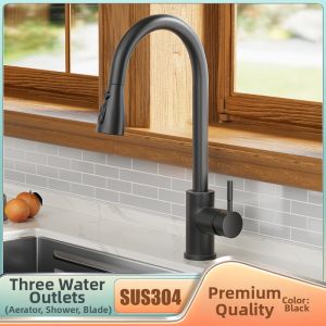Anti-splash Pull-down Dual Temperature Kitchen Faucet