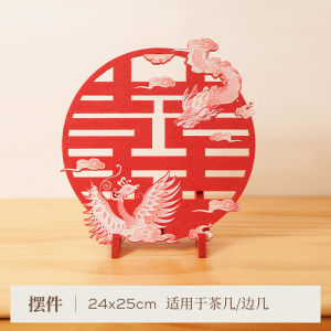 Red Wedding Celebration Disposable Paper Cups Couples Special Dragon And Phoenix Design One-Time Use Celebration Supplies