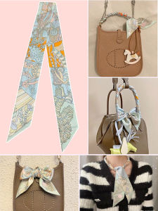 เรียบหรู ลายดอก ผ้าไหม ผ้าพันคอ หลากหลาย ผู้หญิง กระเป๋าผูกริบบิ้นกระเป๋าถือ สายคล้อง เครื่องประดับแฟชั่นตกแต่งสี่เหลี่ยมผืนผ้ายาว